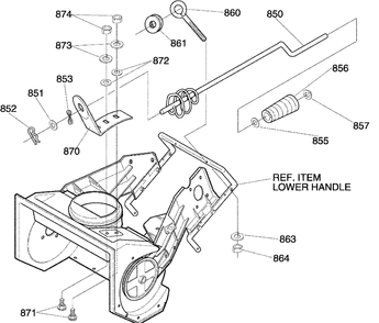 Chute Rod Assembly Diagram and Parts List for 620301X54NC 2004 Briggs and Stratton Snow Blower